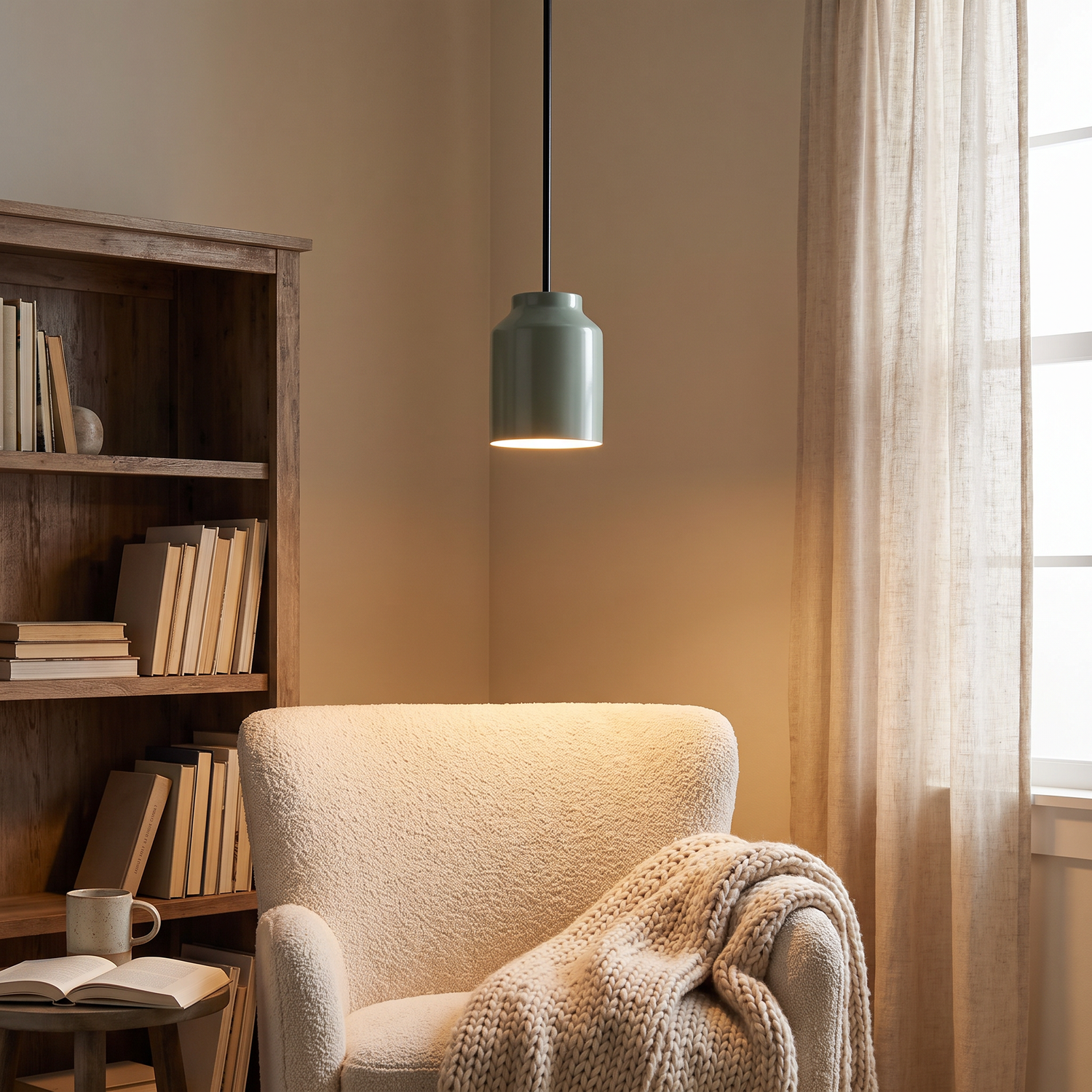 Hanton pendant - Coated Celadon / Matte Black