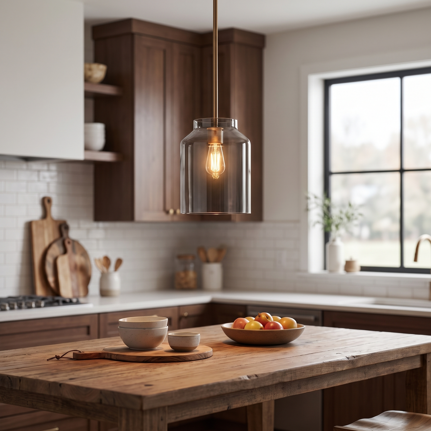 Hanton pendant - Smoke Glass / Antique Brass