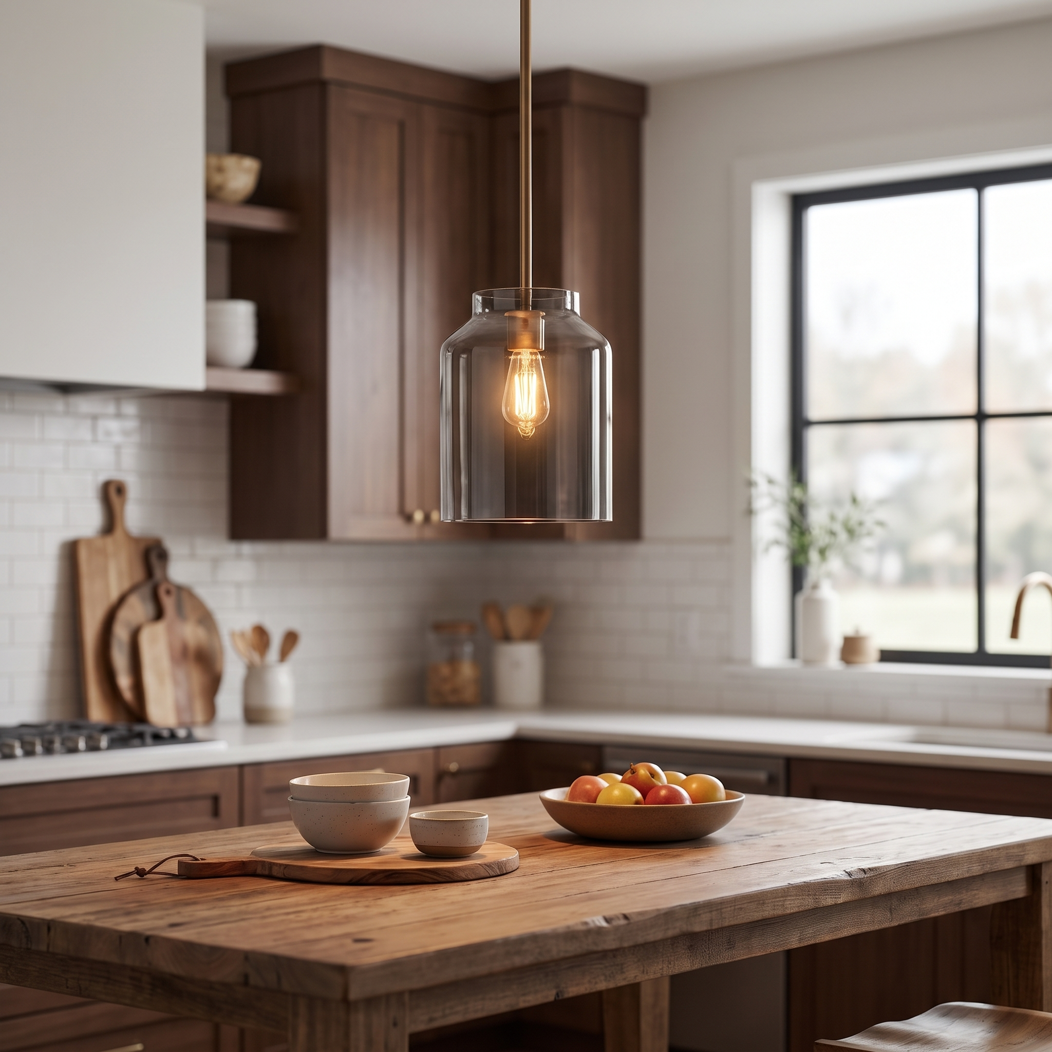 Hanton pendant - Smoke Glass / Antique Brass