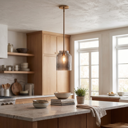Hanton pendant - Smoke Glass / Antique Brass