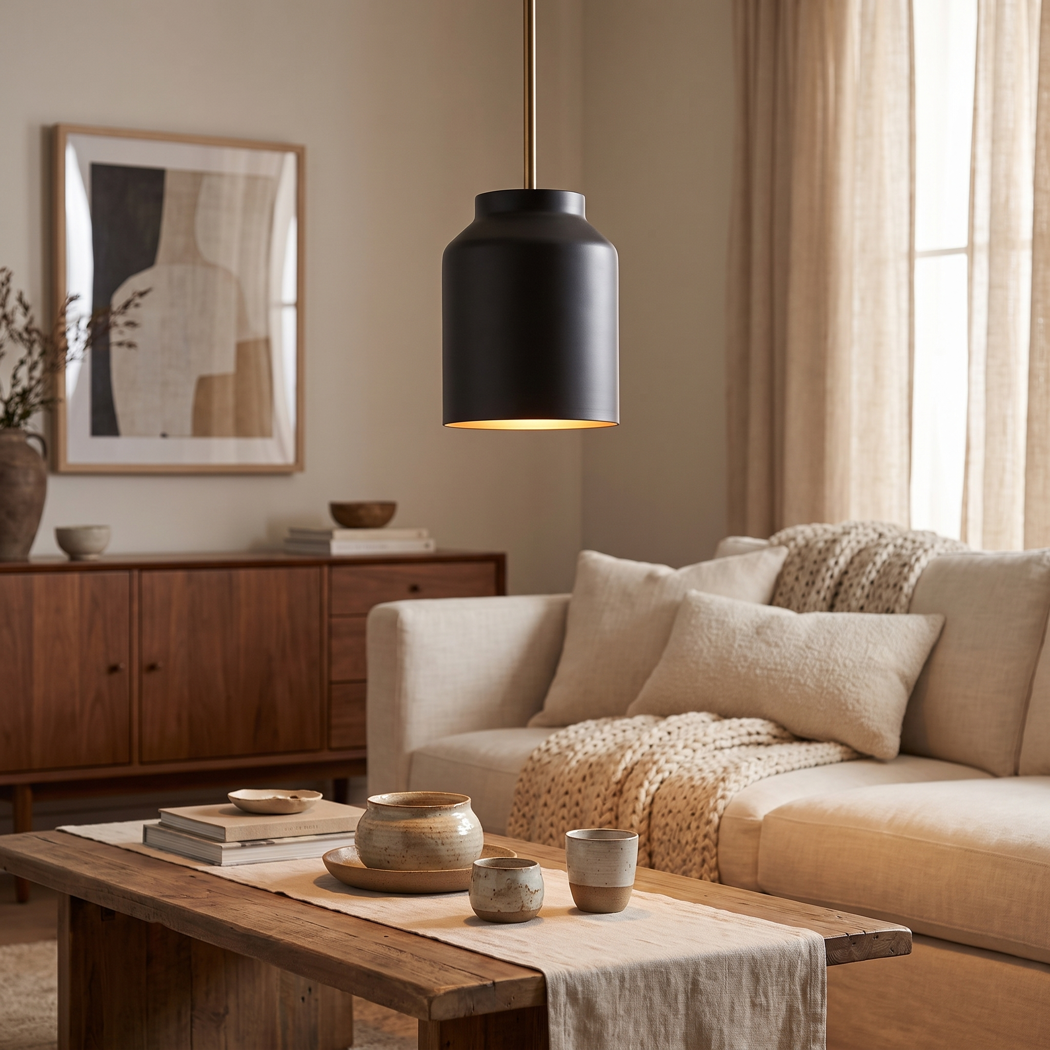 Hanton pendant - Powder Coated Dark Bronze / Antique Brass