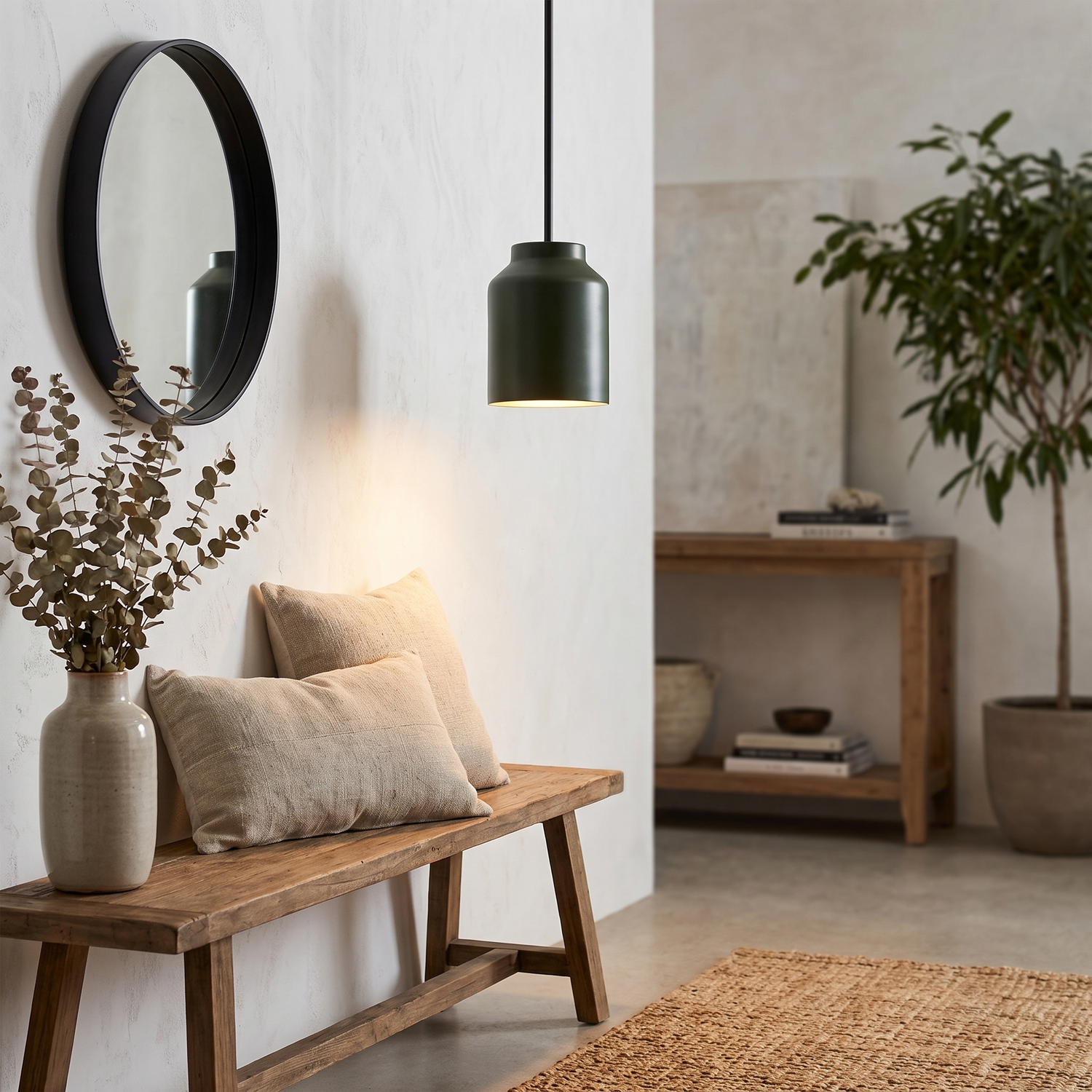 Hanton pendant - Powder Coated Dark Olive / Matte Black