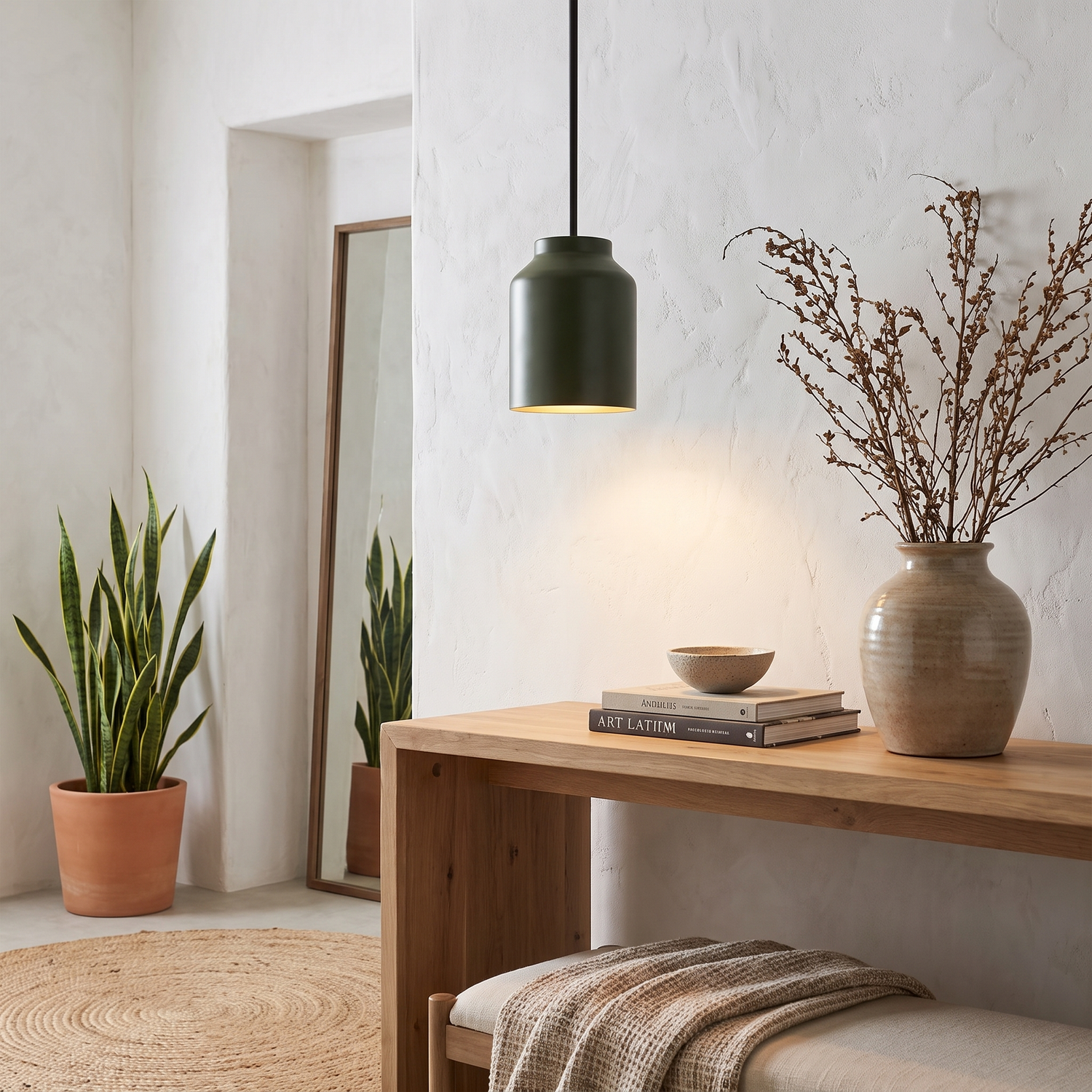 Hanton pendant - Powder Coated Dark Olive / Matte Black