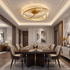Mobius gold crystal ring flush mount in a dining room