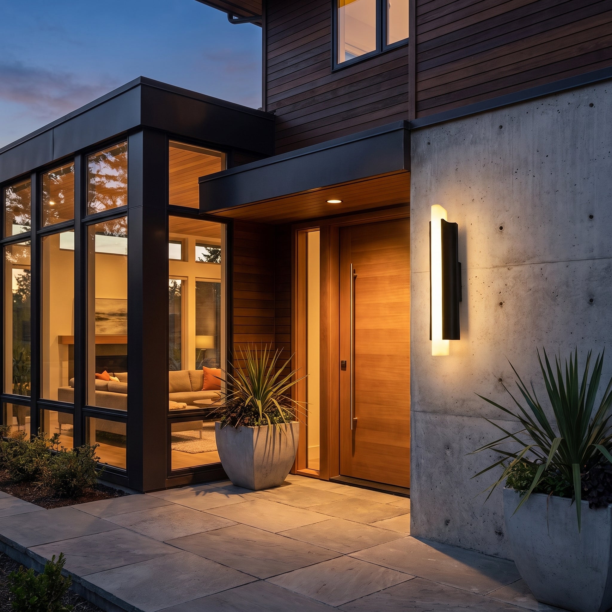 Petra outdoor wall light at a modern entrance