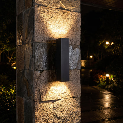 Kade black up and down outdoor wall light, entryway