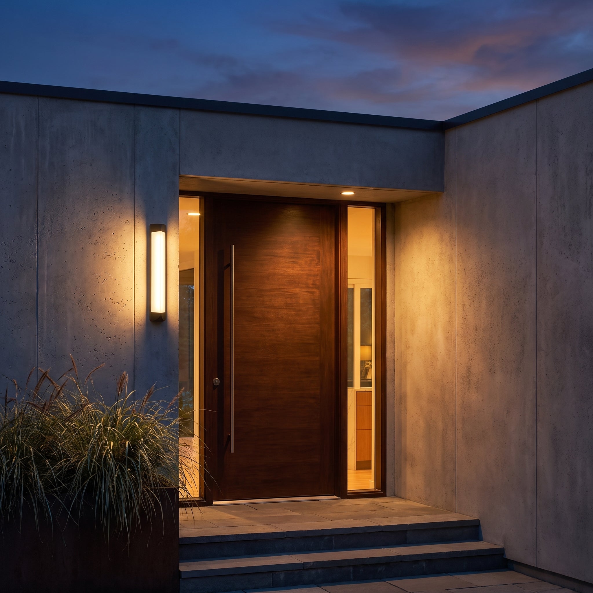 Cato column outdoor sconce at a home entrance