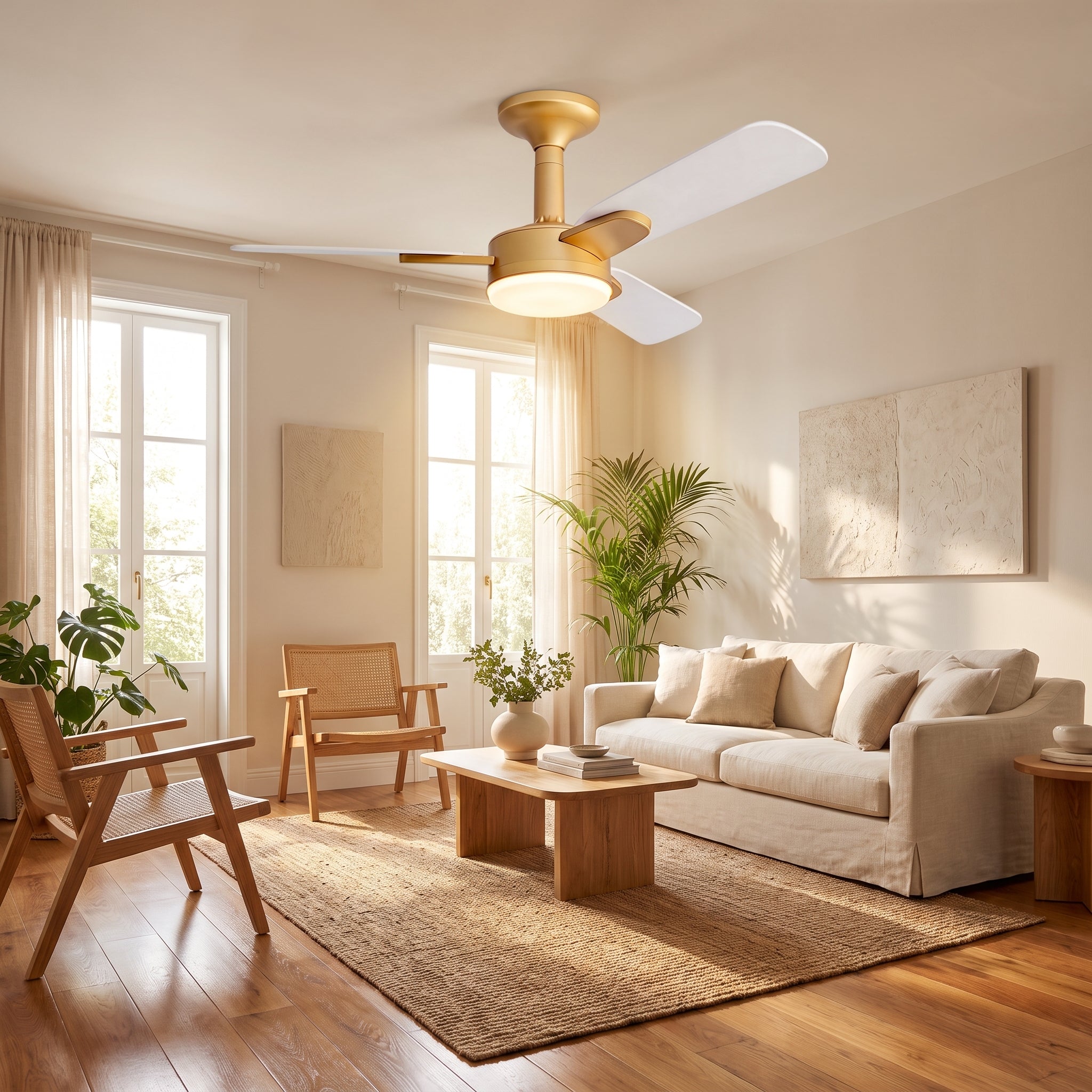 Wexford ceiling fan - All White Gold Fork
