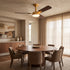 Wexford ceiling fan - Golden Walnut Wood, dining room