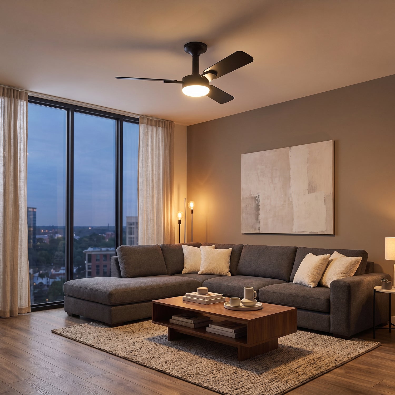 Wexford ceiling fan - All Black, living room
