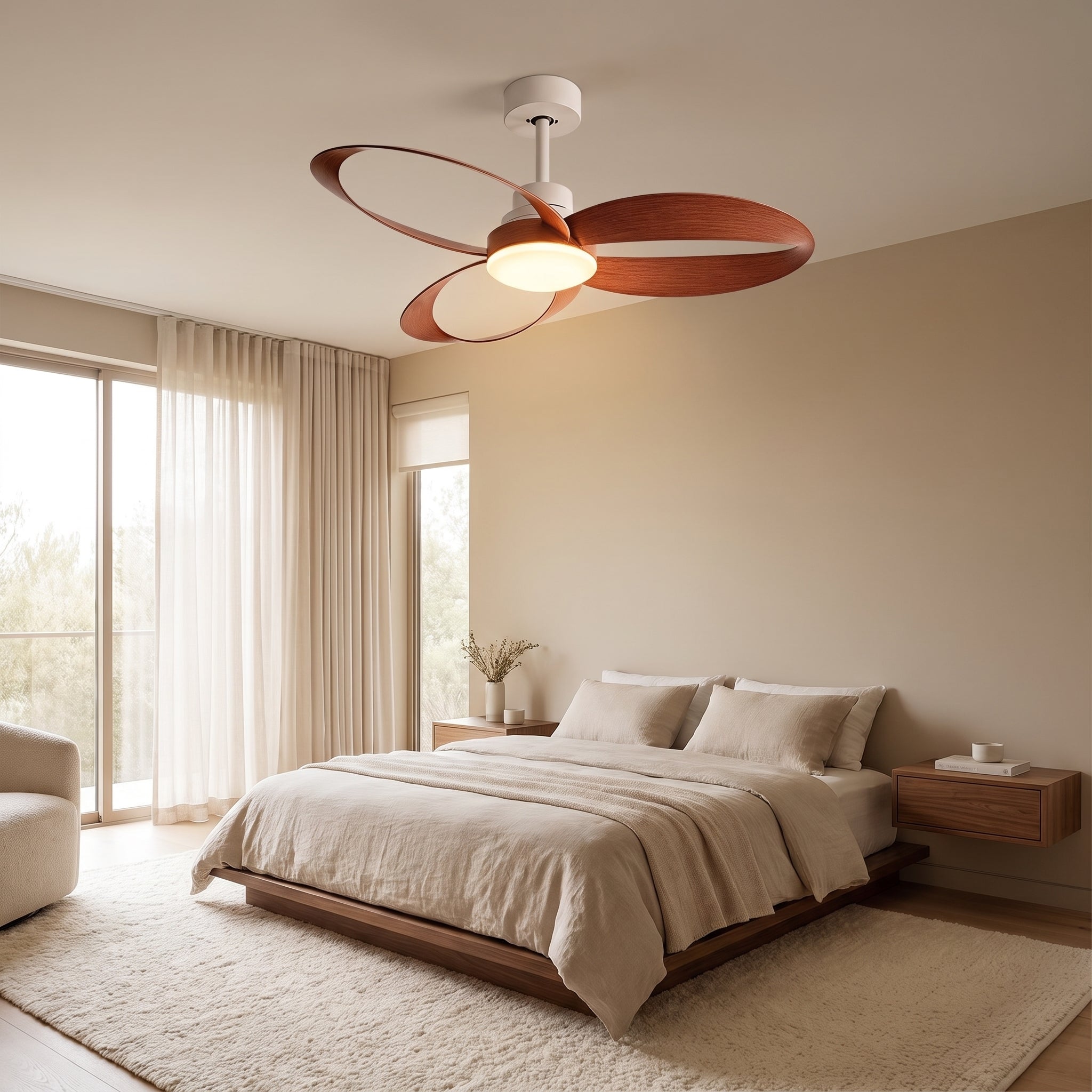 Bexley ceiling fan - White with Rosewood blades