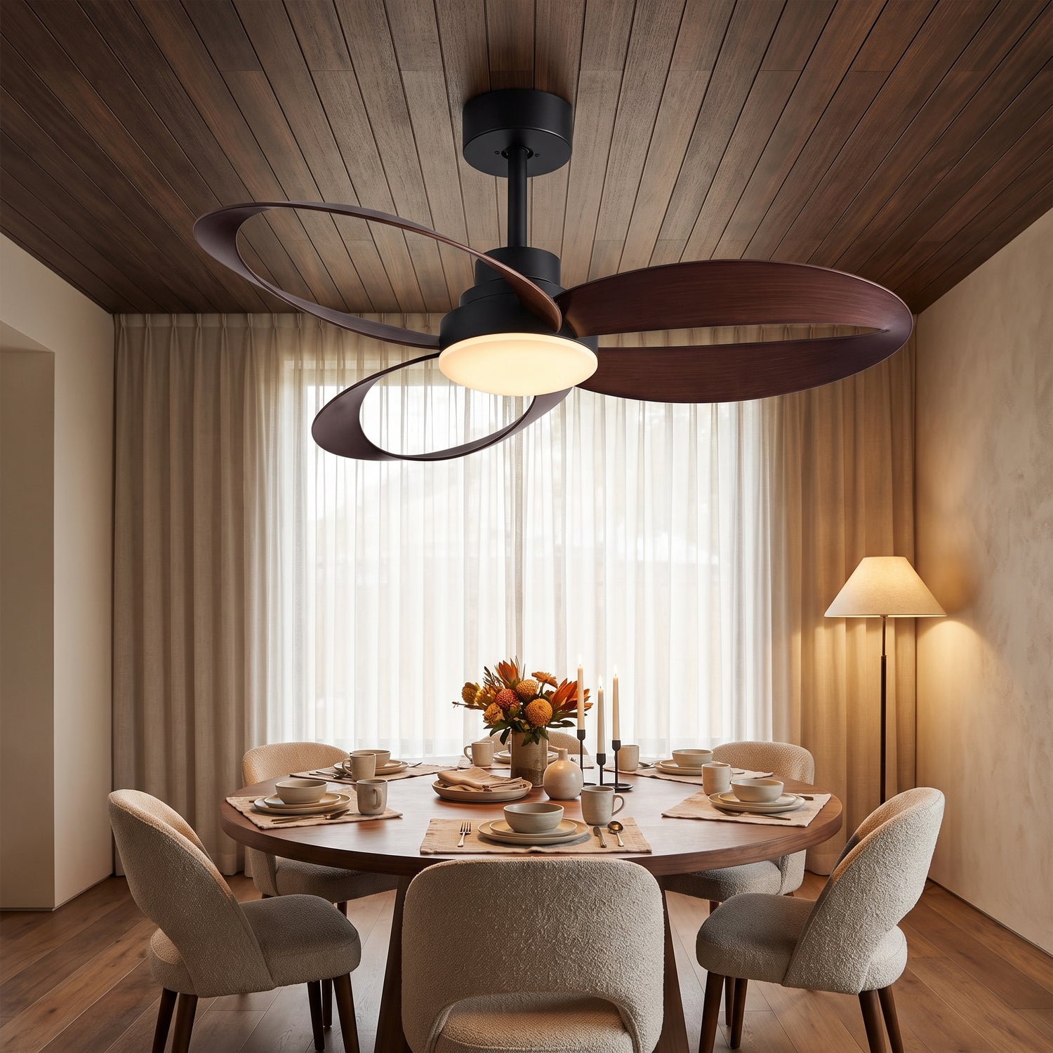Bexley ceiling fan - Black with Dark Walnut blades