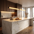 Rialto linear pendant over marble kitchen island