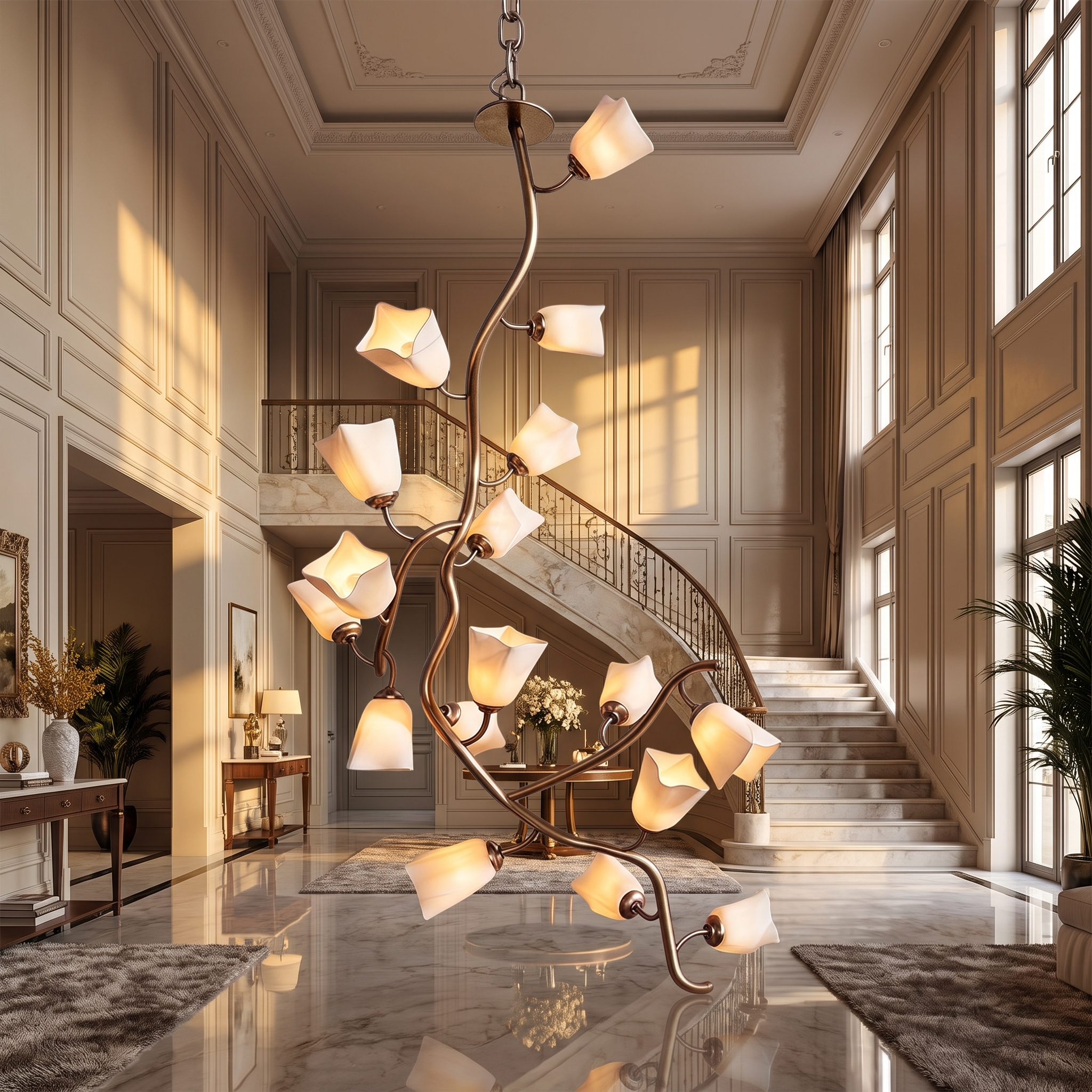 Fleur branch pendant chandelier lifestyle 1