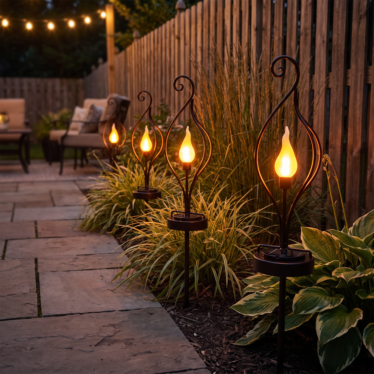 Pyra flame solar garden light lifestyle 2