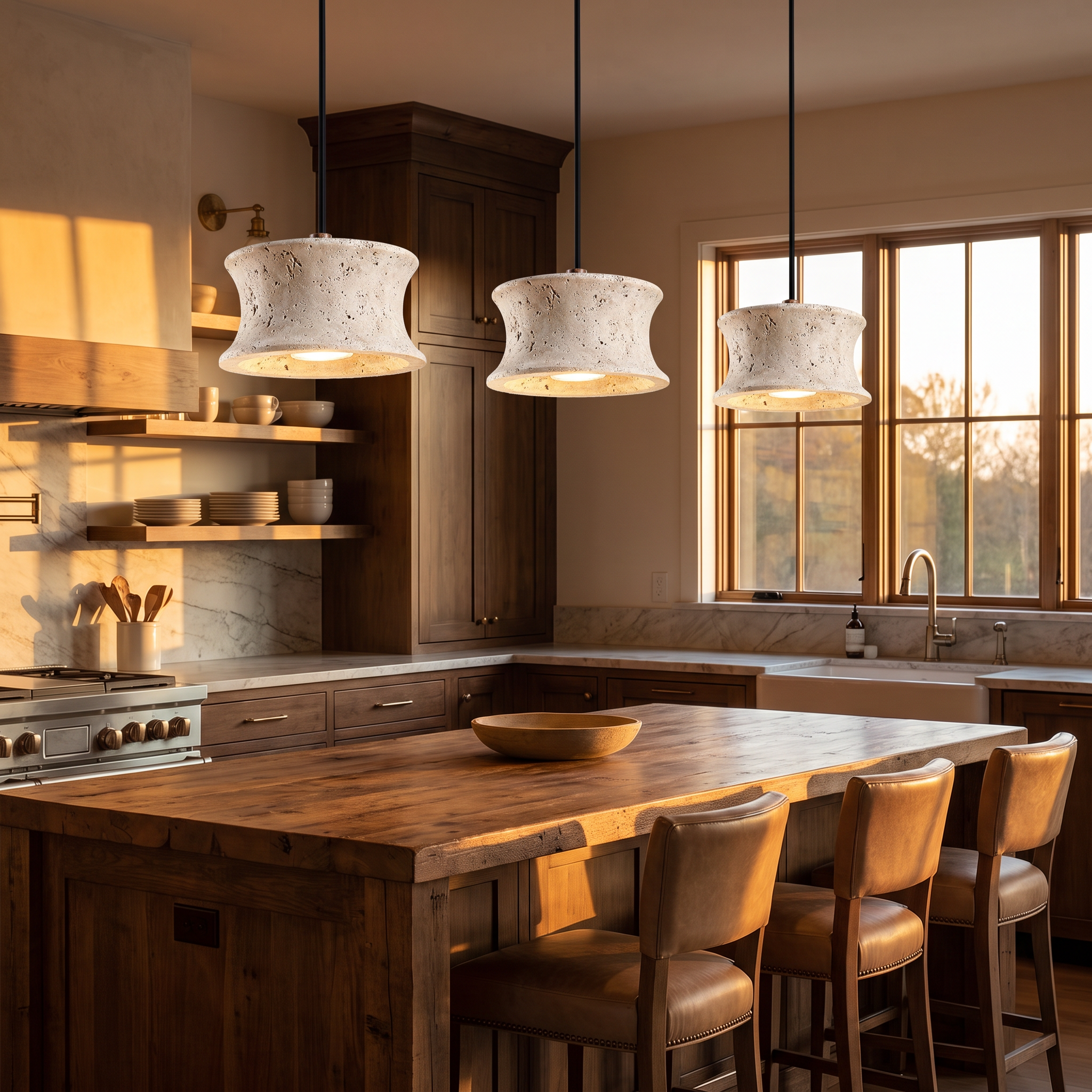 Elias Travertine Drum Pendant lifestyle