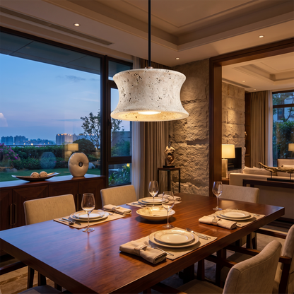 Elias Travertine Drum Pendant lifestyle