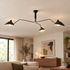 Trio Multi Arm Spider Ceiling Light in Black, close-up of the arms and shades
