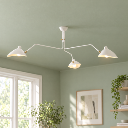 Trio Multi Arm Spider Ceiling Light in White, close-up of the arms and shades