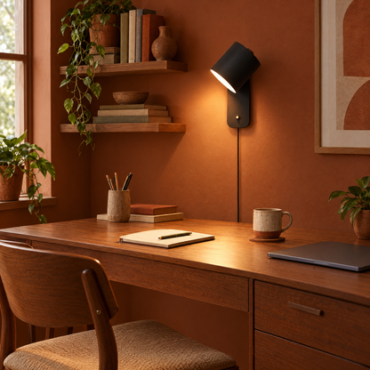 Pivo Plug In Cylinder Wall Lamp in Black