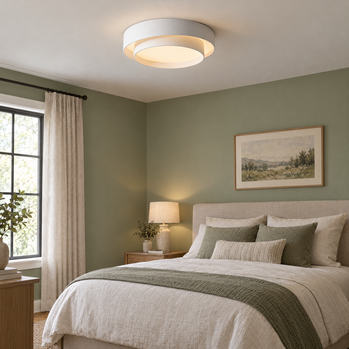Cadenza Drum Flush Mount Ceiling Light in White