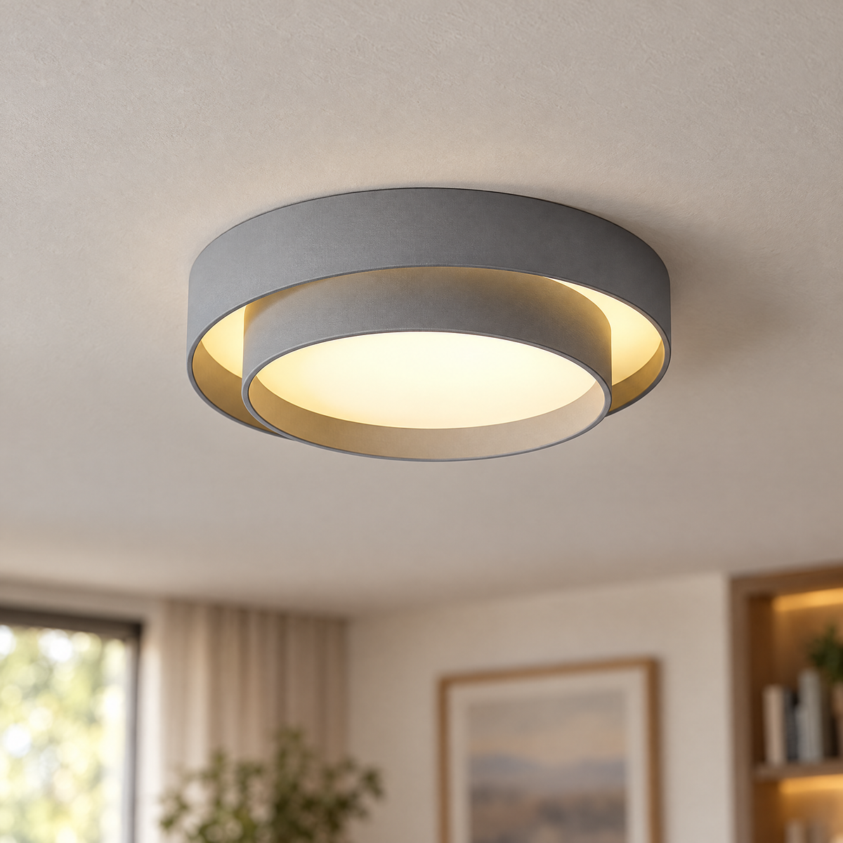 Cadenza Drum Flush Mount Ceiling Light in Grey