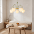 Tulipa 5 heads Matcha & White glass tulip chandelier in a Japandi dining nook