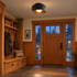 Lumosphere ceiling light in black & walnut grain in a Pacific Northwest craftsman entryway
