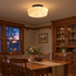 Hartwell flush mount ceiling light in Black & Beige in a Craftsman bungalow dining room