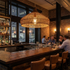 Liora pendant light over the bar of a modern American restaurant