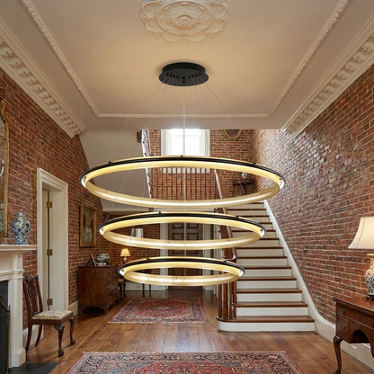 Orbita 3 tier small chandelier in the foyer of a Georgian brick home in Virginia