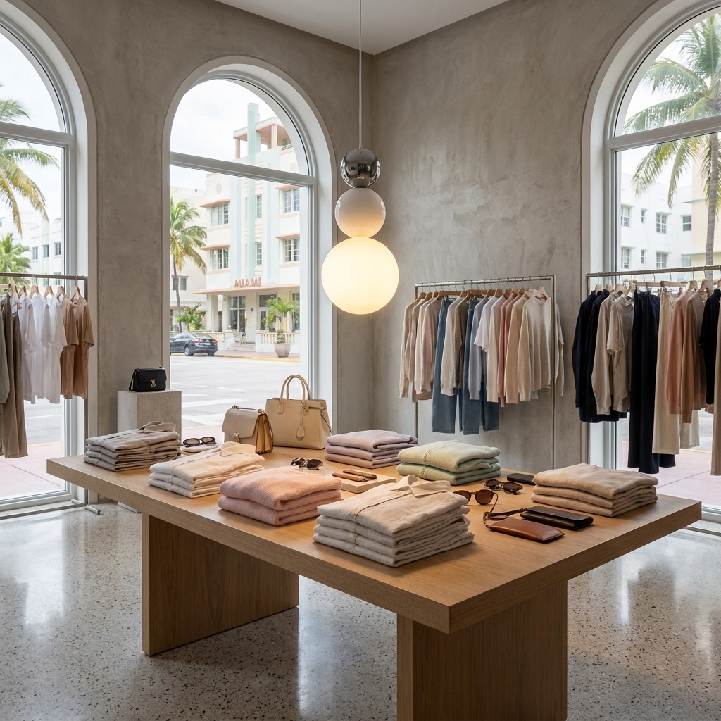 Trilla three ball acrylic pendant light in a retail boutique