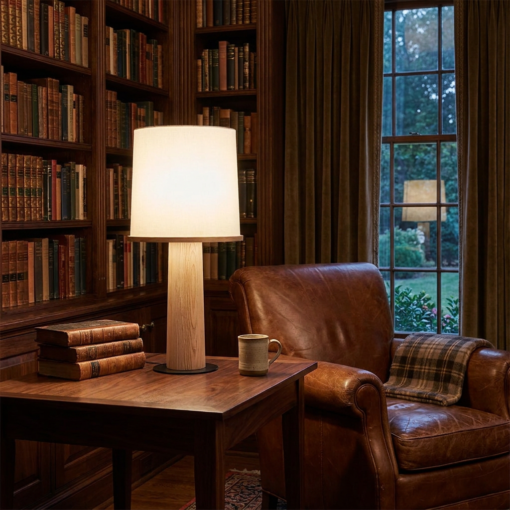 Tamsen table lamp in a library reading room