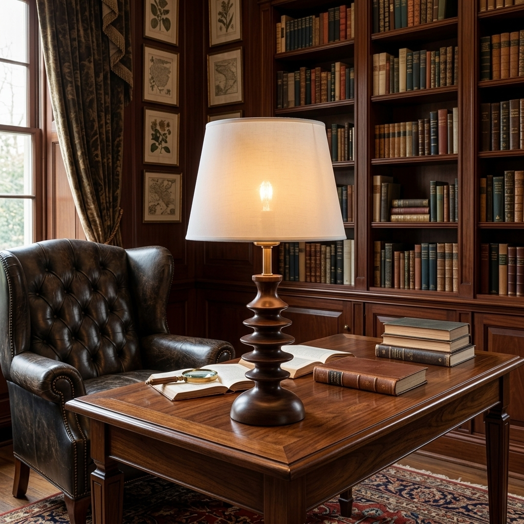 Wendell table lamp in a library reading room