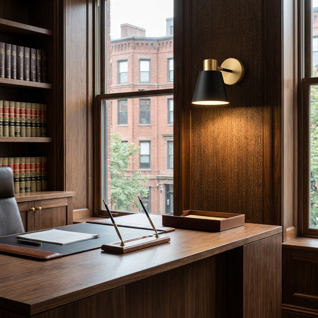 Kestin adjustable wall lamp in a law office