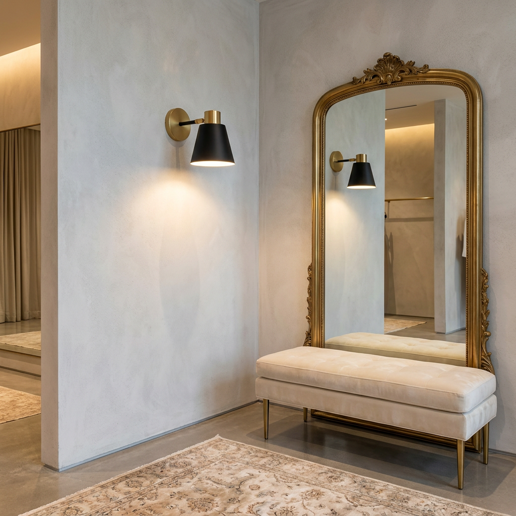 Kestin adjustable wall lamp in a retail fitting area