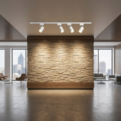 Rennick white LED track light in a corporate lobby