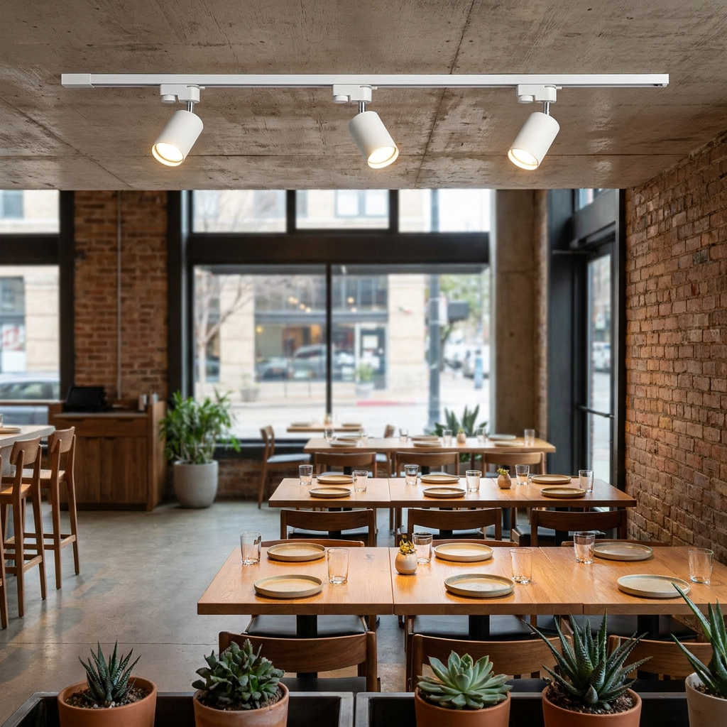 Rennick white LED track light in a restaurant