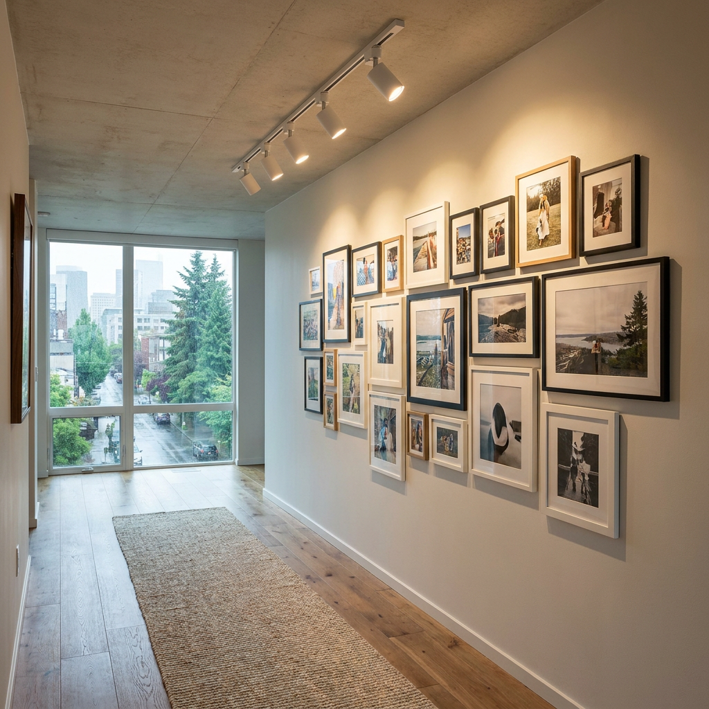Rennick white LED track light in a hallway