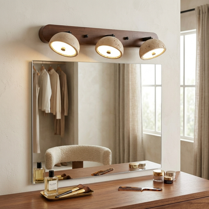 Tivoli vanity light above a vanity in a dressing room