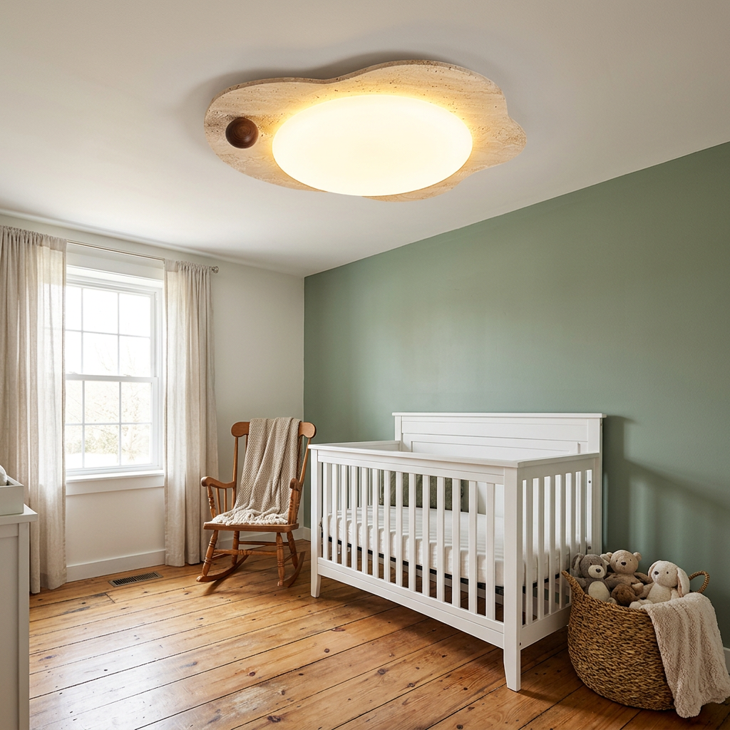 Nuvola Travertine Cloud Ceiling Light in Yellow Travertine &amp; White farmhouse nursery
