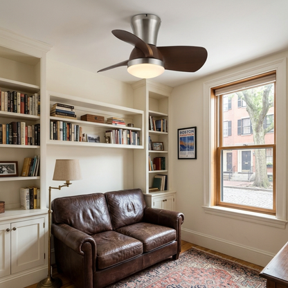 Tramonte Ceiling Fan Light Model A in a Boston brownstone den