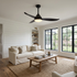 Alize Ceiling Fan Light in Black in a Boise farmhouse living room