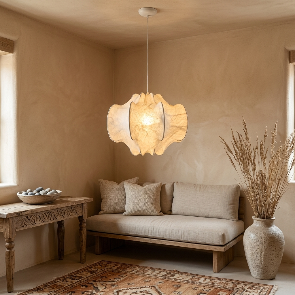 Bombyx Silk Cocoon Pendant Light in White spa reception area