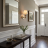 Agathe alabaster candlestick wall sconce in Brass, suburban entry hall, Richmond VA