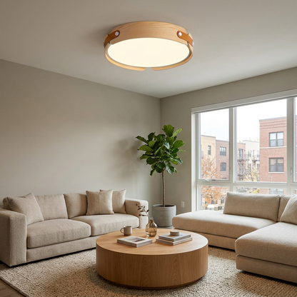 Allegra slim wood LED flush mount, Wood Color: apartment living room, Minneapolis
