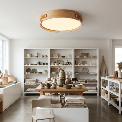 Allegra slim wood LED flush mount, Wood Color: retail boutique, Portland ME