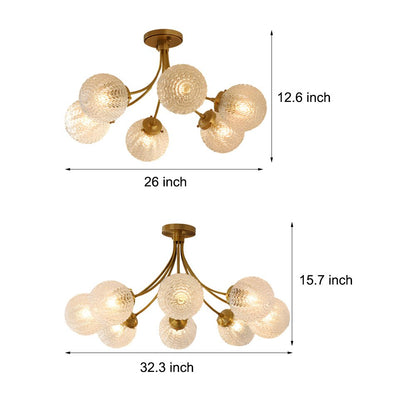 Verriere Carved Glass Brass Ceiling Light